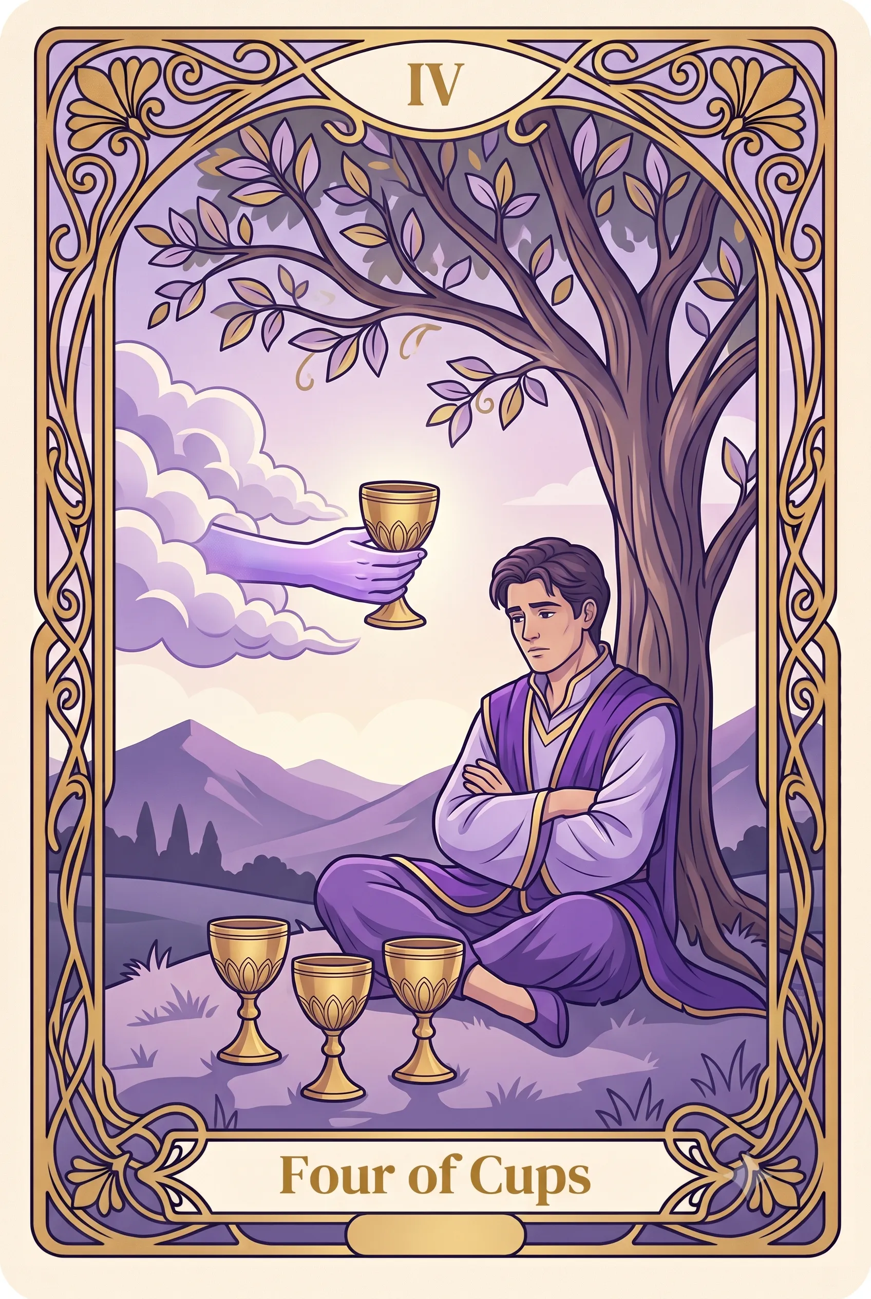 컵 4 (Four of Cups) 타로 카드