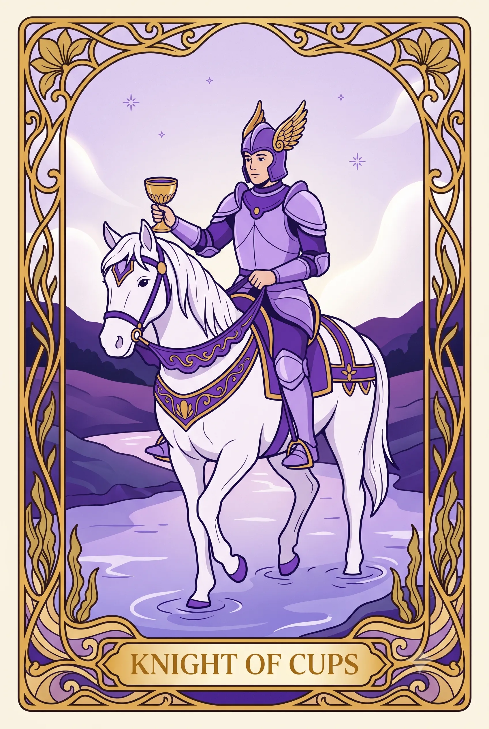 컵 기사 (Knight of Cups) 타로 카드