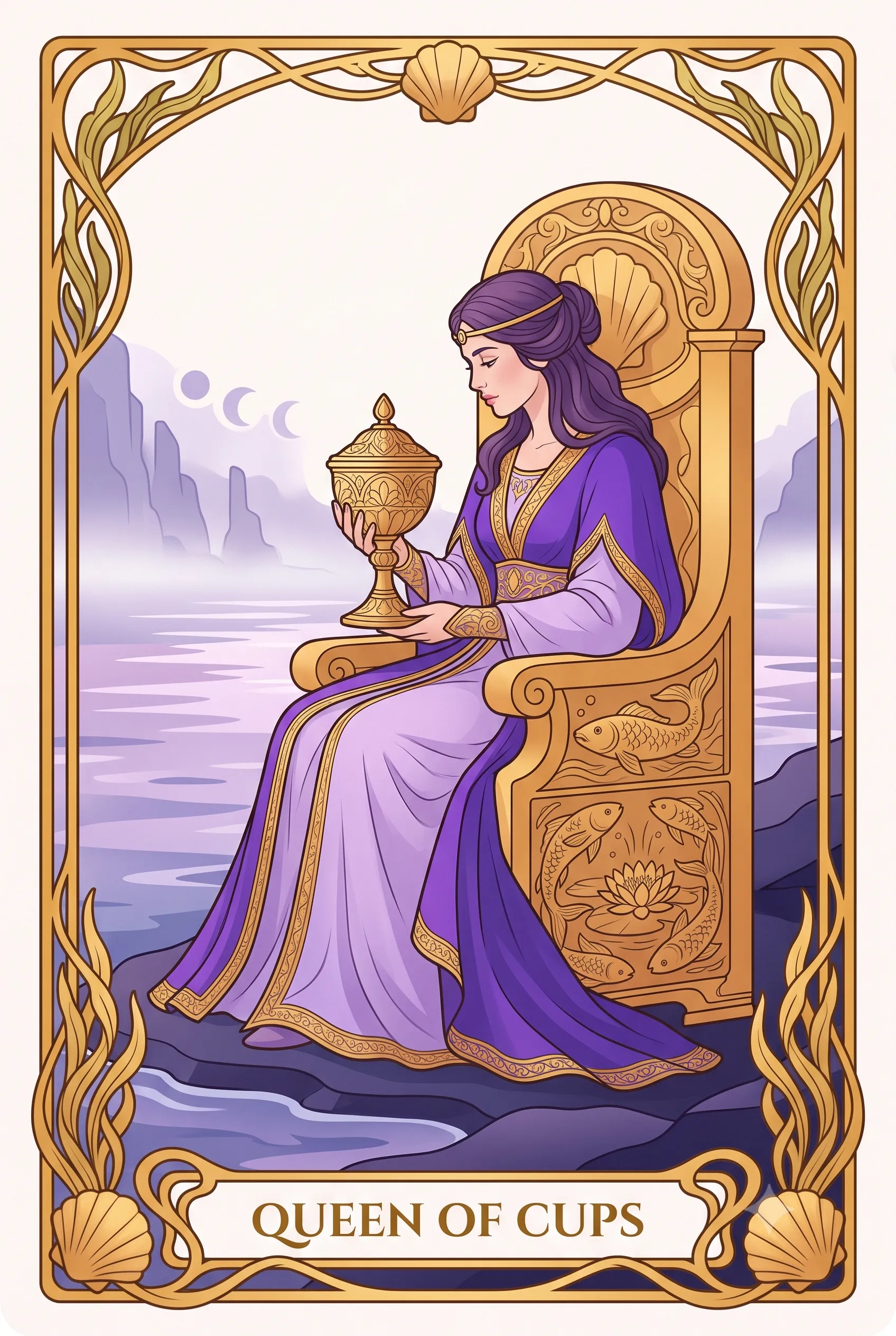 컵 여왕 (Queen of Cups) 타로 카드