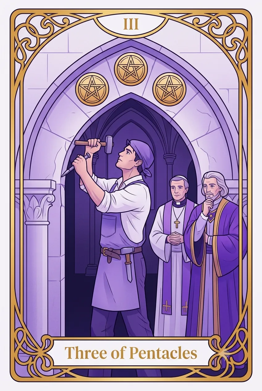 펜타클 3 (Three of Pentacles) 타로 카드