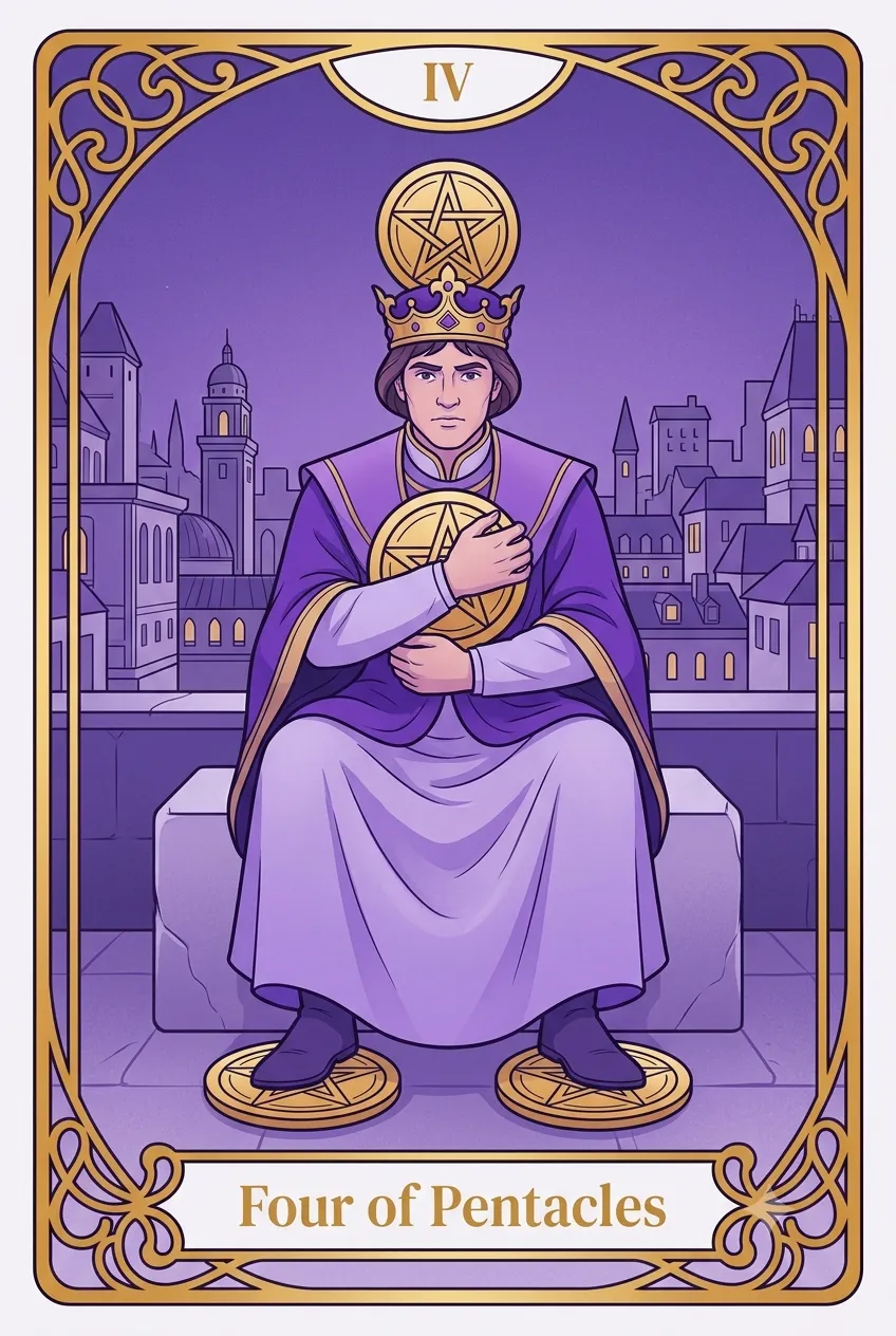 펜타클 4 (Four of Pentacles) 타로 카드