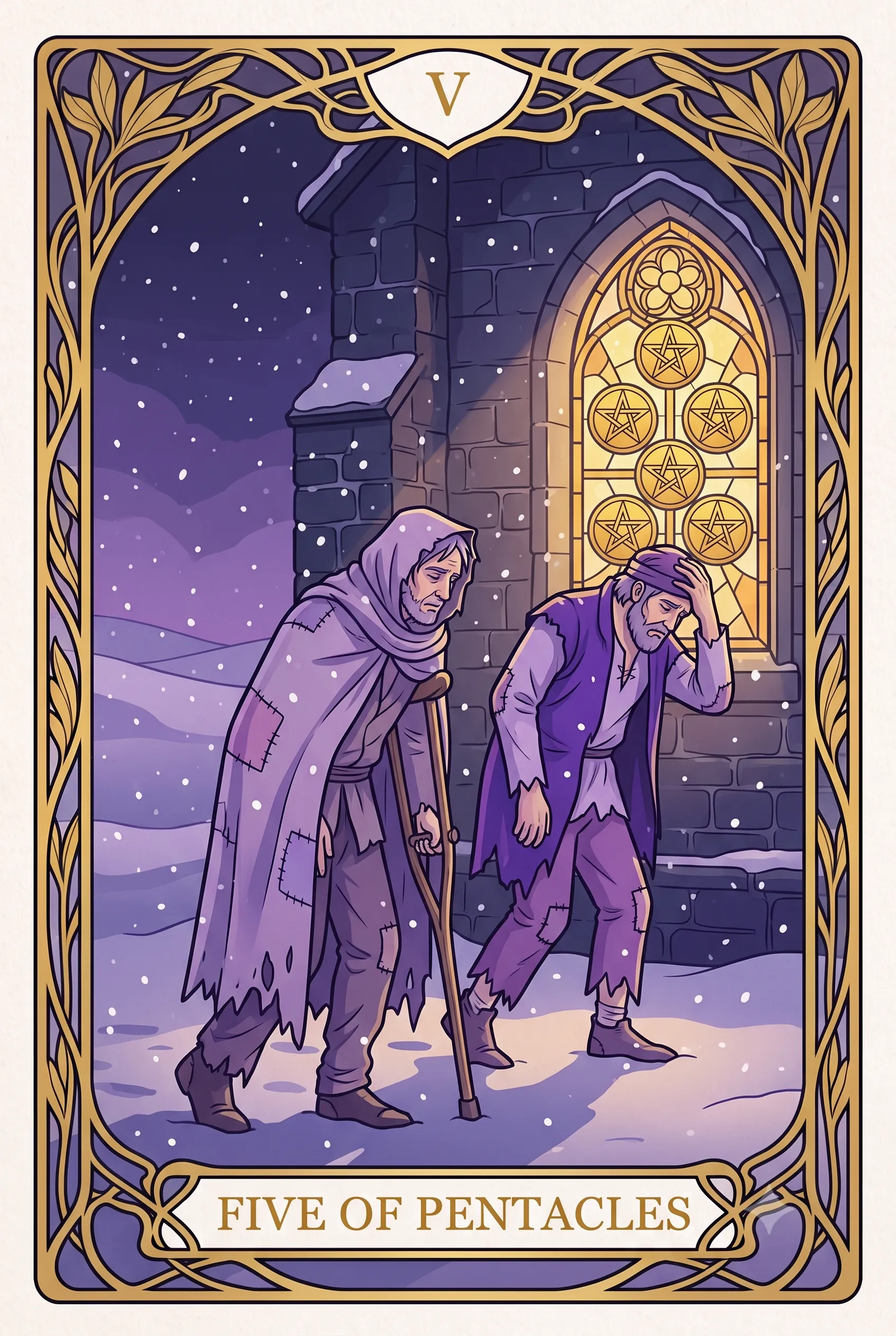 펜타클 5 (Five of Pentacles) 타로 카드
