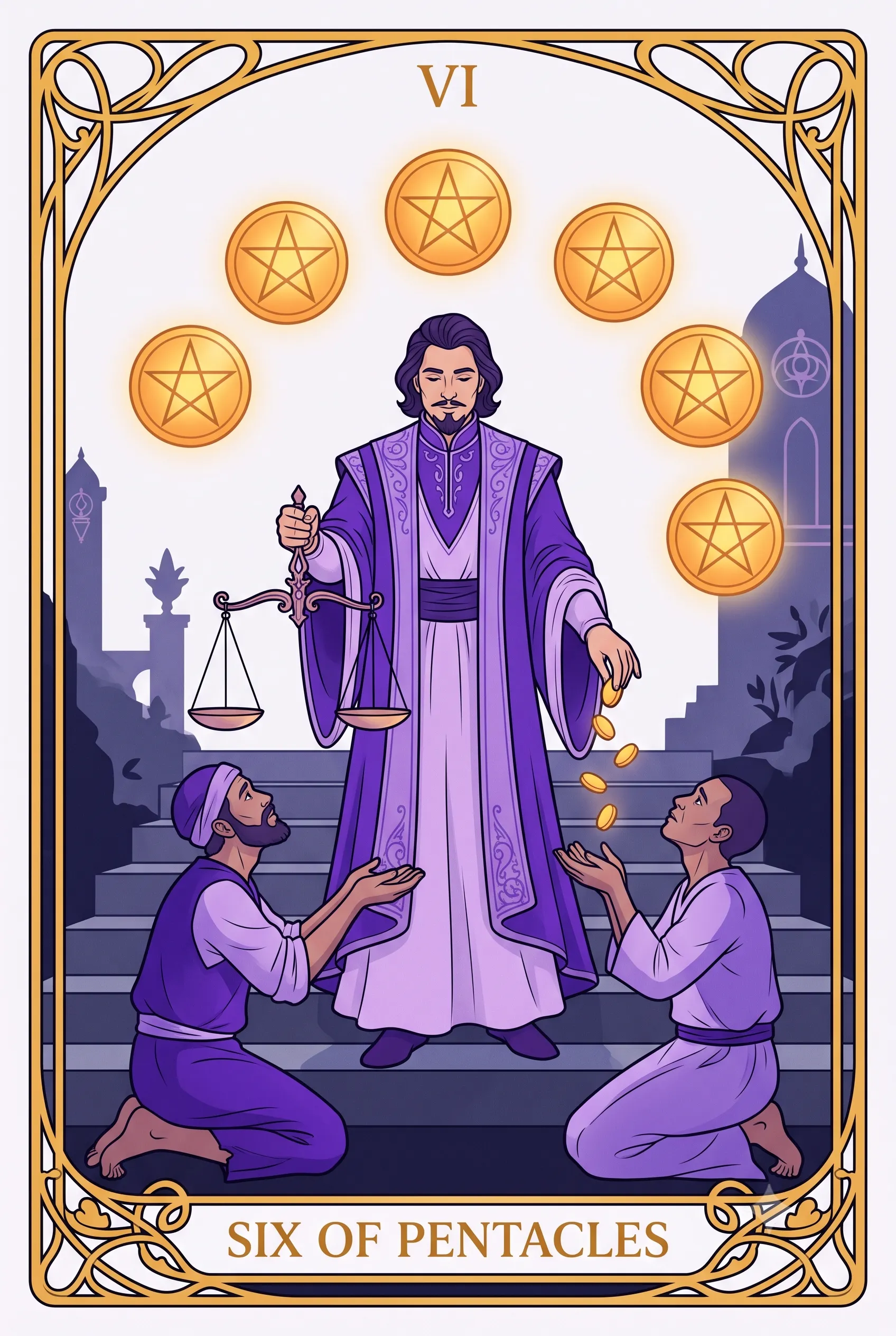 펜타클 6 (Six of Pentacles) 타로 카드