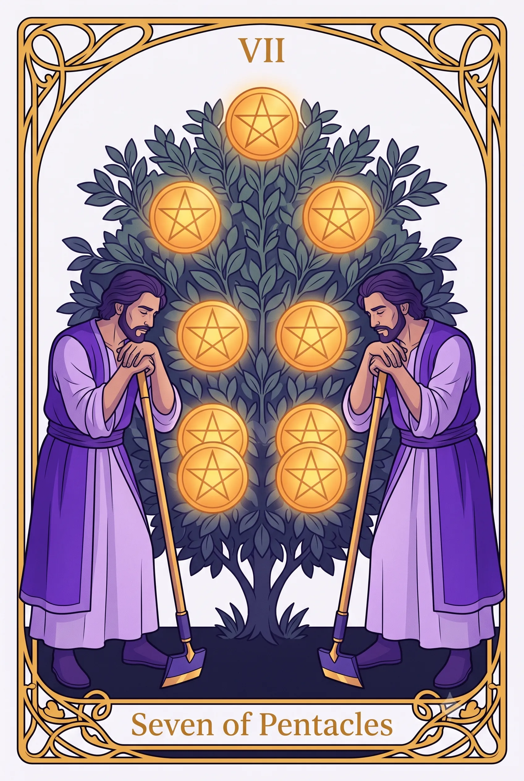 펜타클 7 (Seven of Pentacles) 타로 카드
