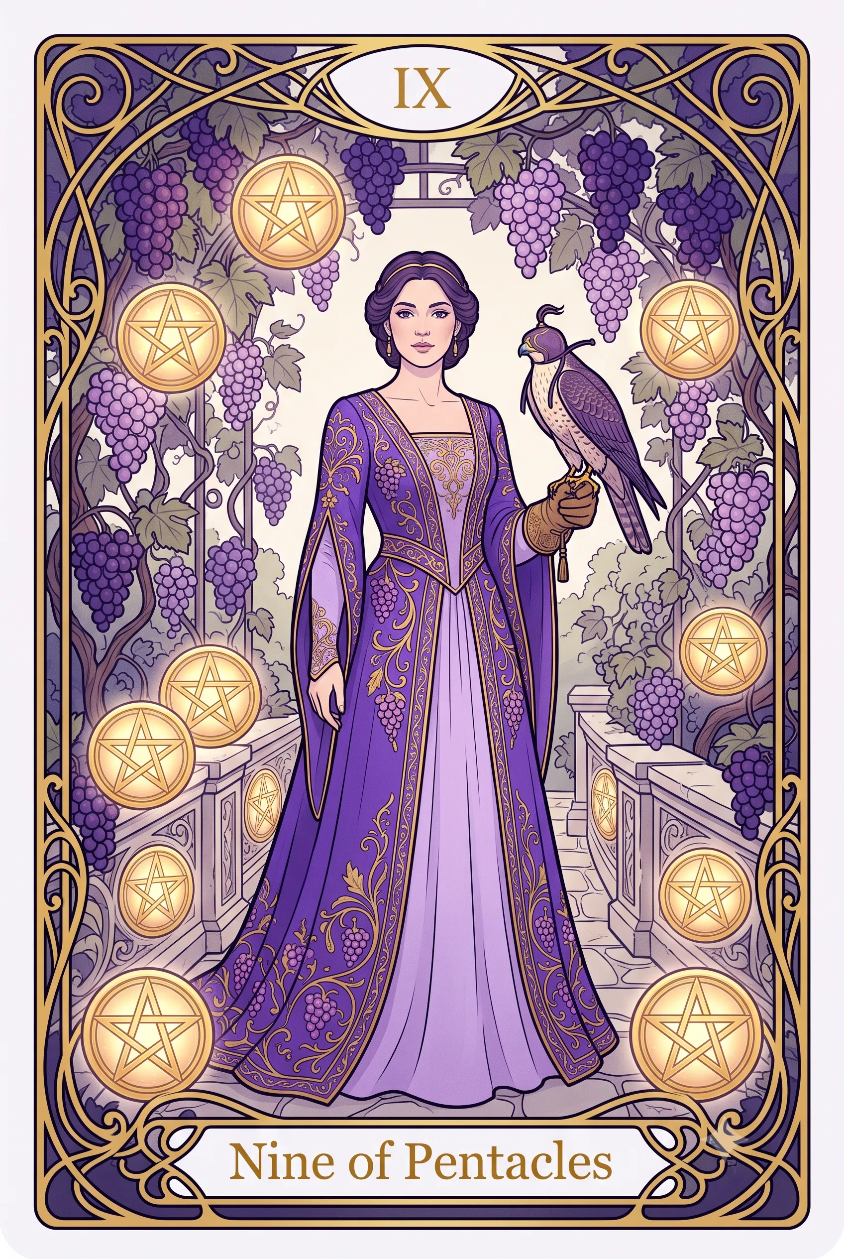 펜타클 9 (Nine of Pentacles) 타로 카드