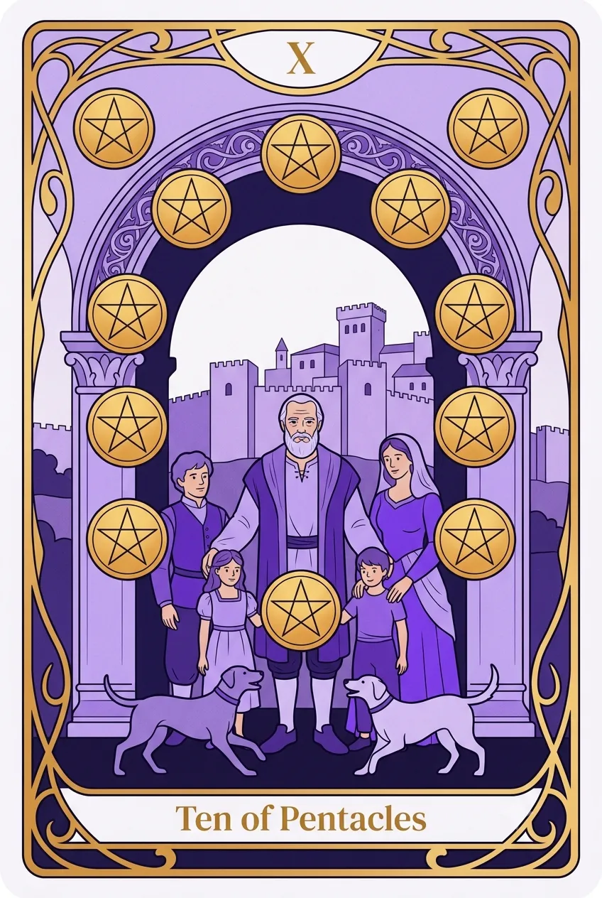 펜타클 10 (Ten of Pentacles) 타로 카드