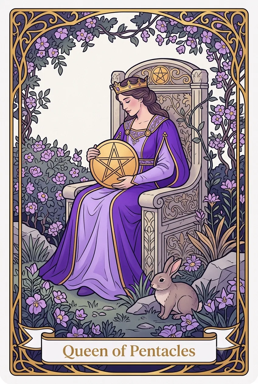 펜타클 여왕 (Queen of Pentacles) 타로 카드