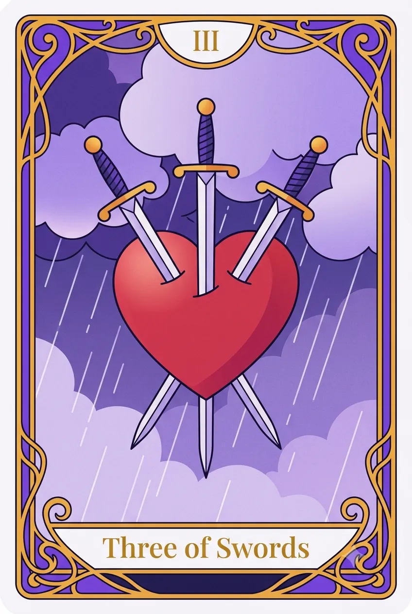 소드 3 (Three of Swords) 타로 카드