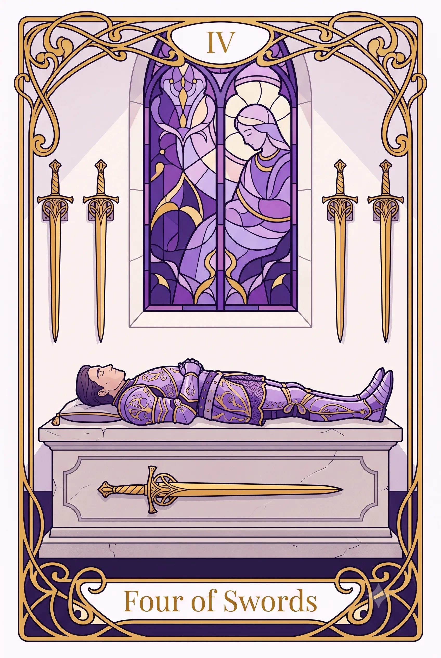 소드 4 (Four of Swords) 타로 카드