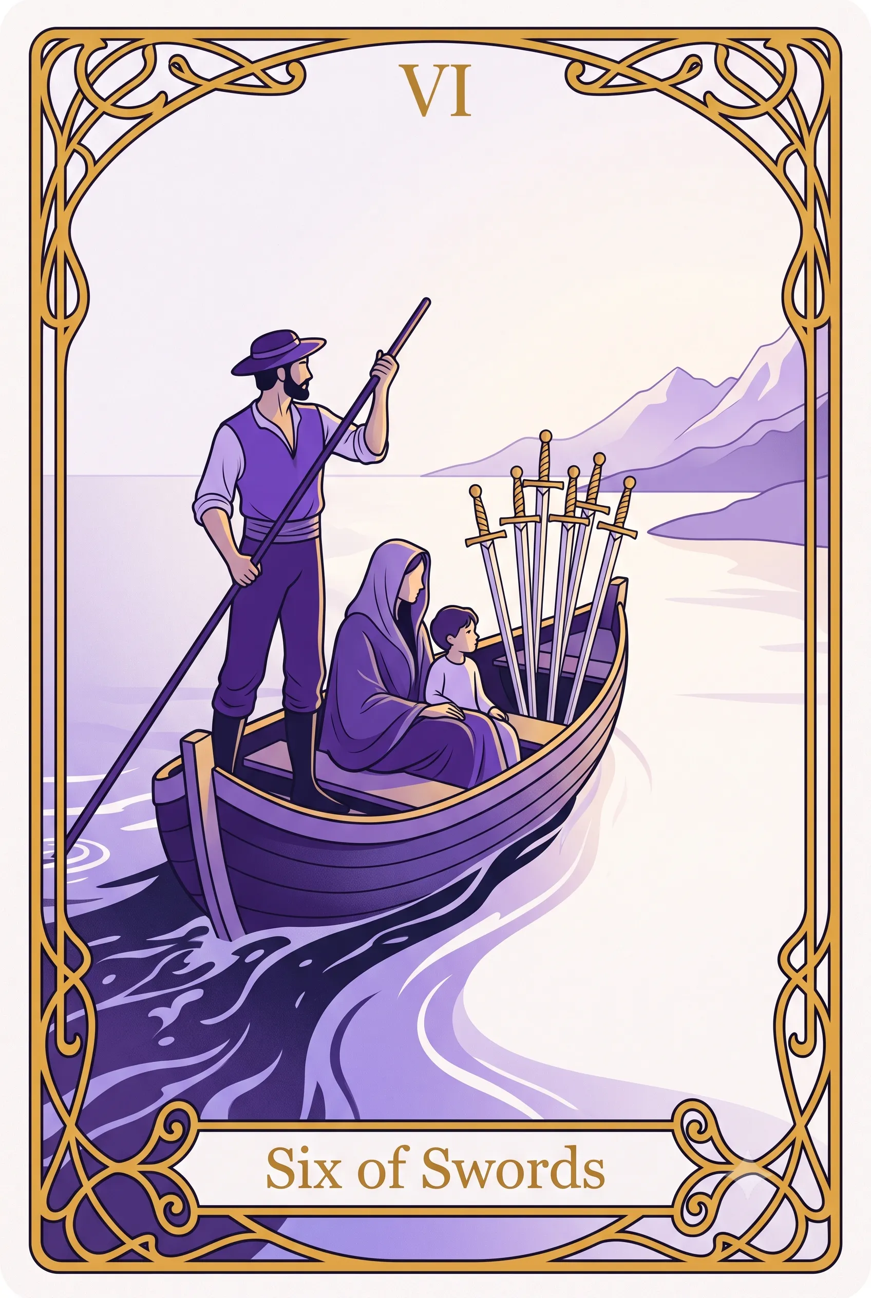 소드 6 (Six of Swords) 타로 카드