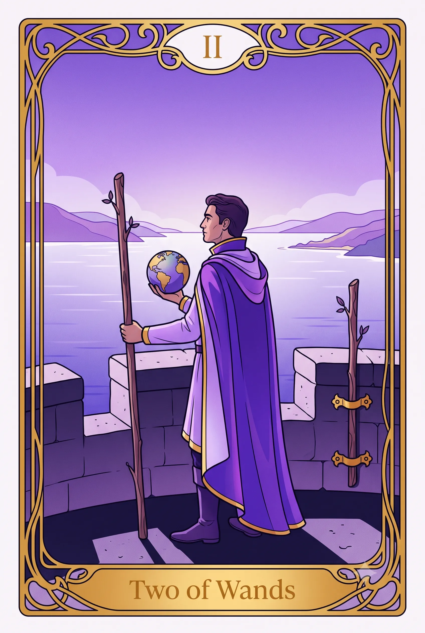 완드 2 (Two of Wands) 타로 카드