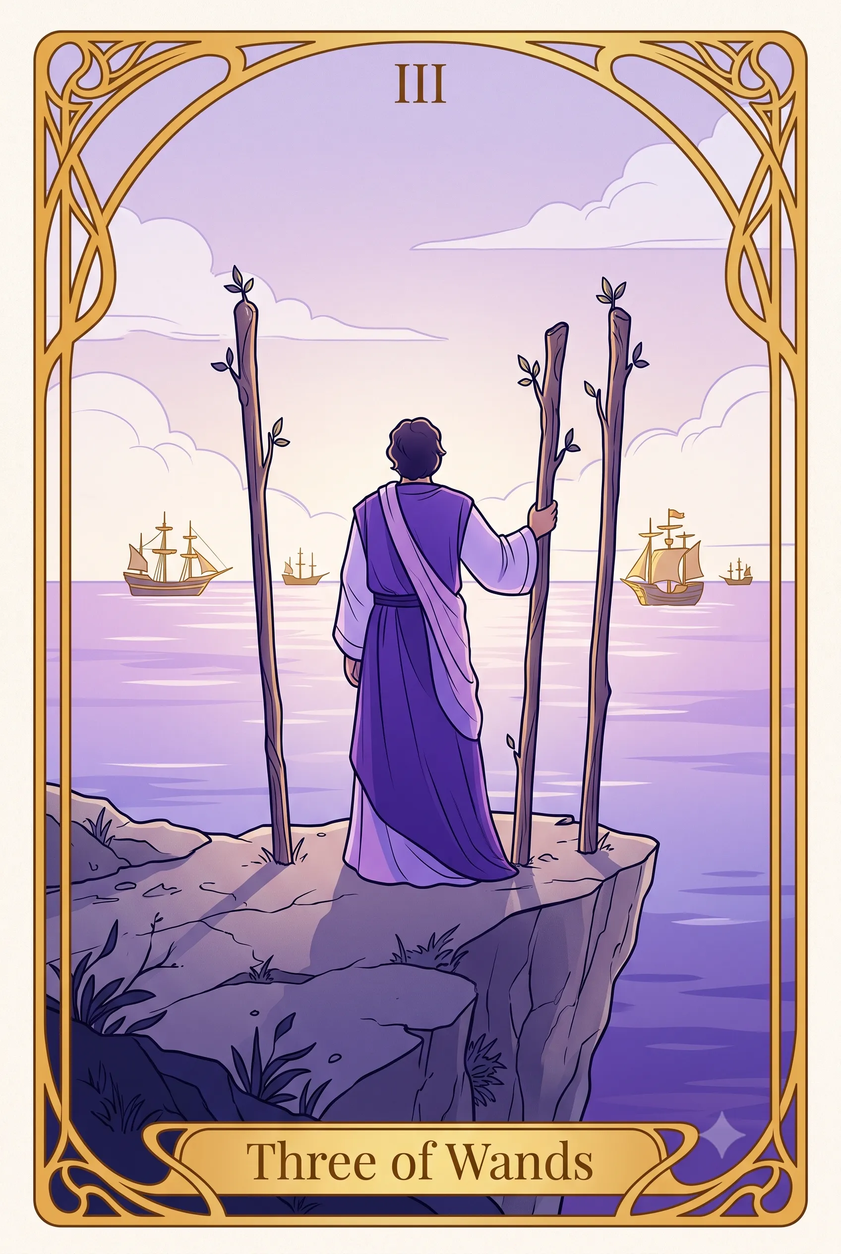 완드 3 (Three of Wands) 타로 카드