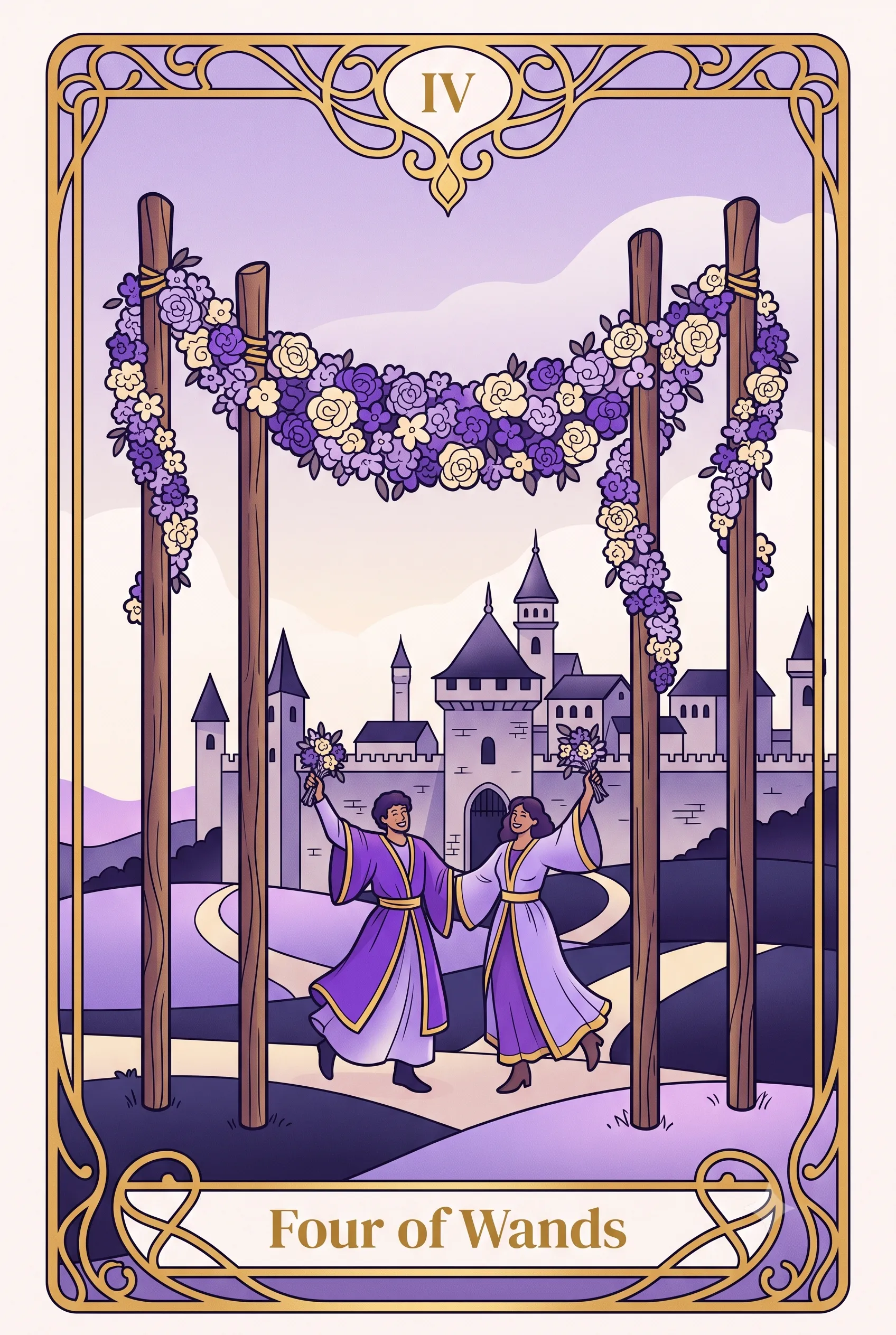 완드 4 (Four of Wands) 타로 카드